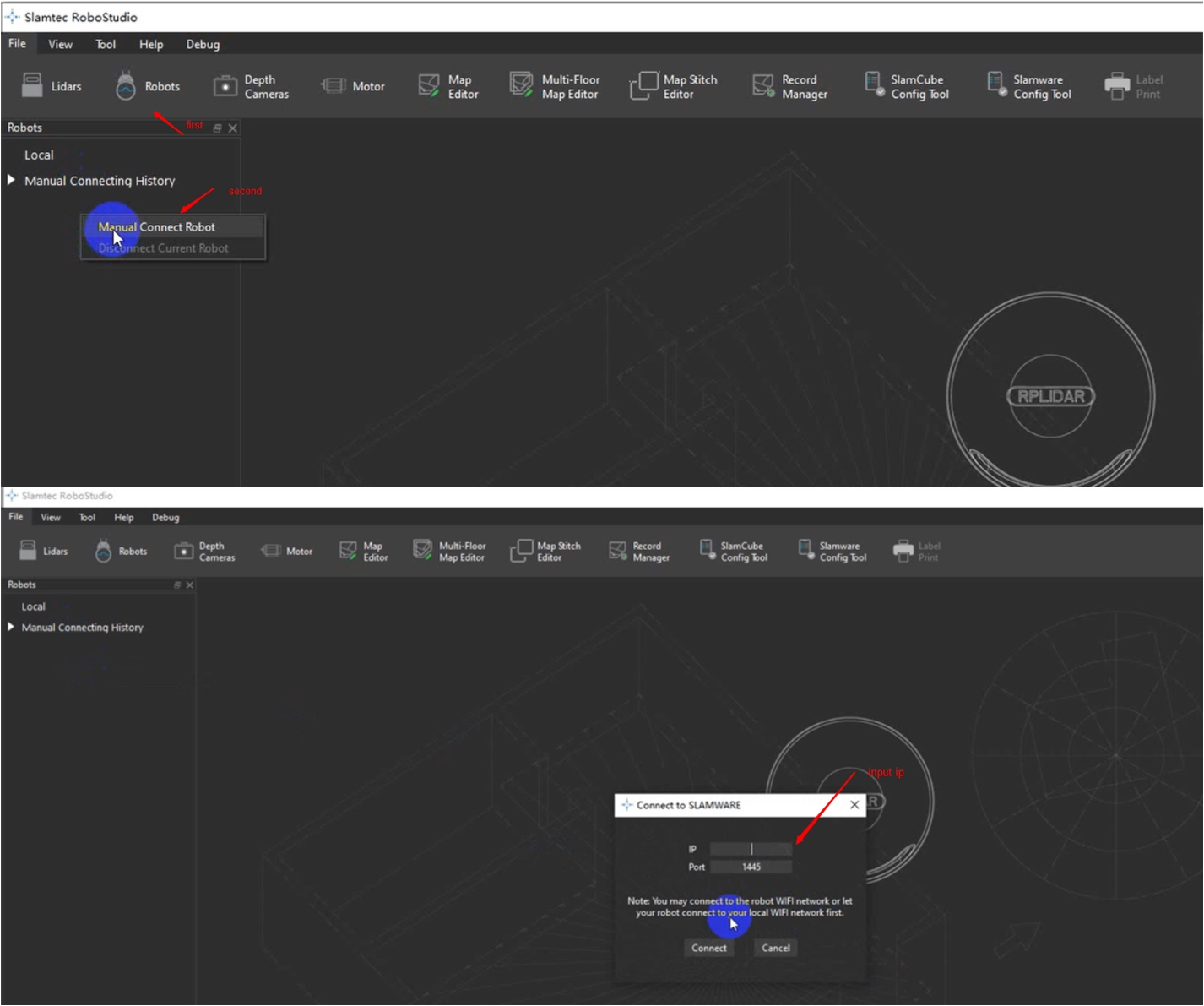 Figure1 : Connect to SLAMKit Using Robostudio